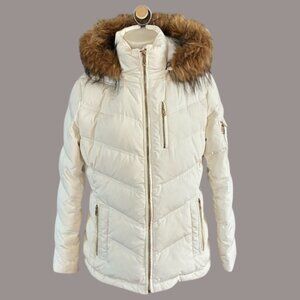 Calvin Klein Women's White Down Filled Winter Puffer Jacket Coat